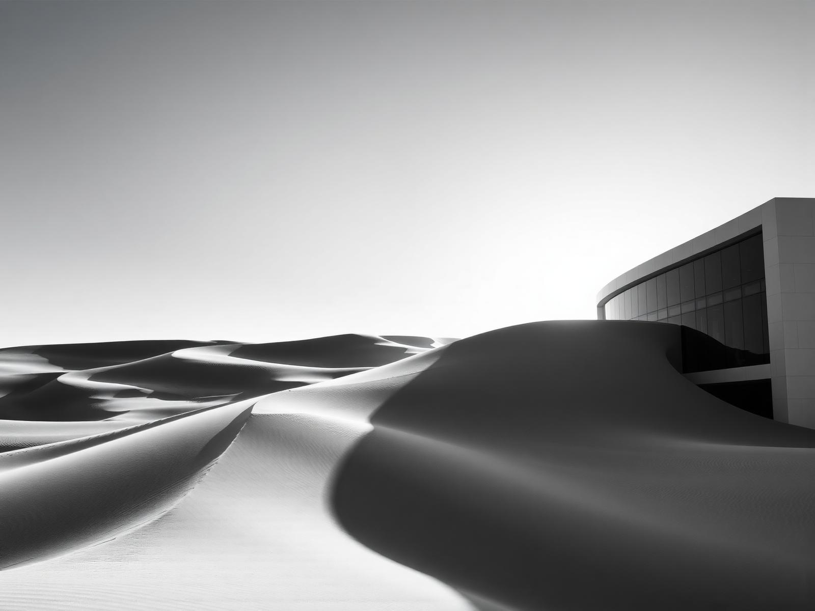 Sculptural desert architecture at dusk, reflecting Dune Culture's design language